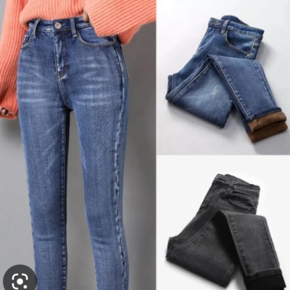 1 Lined Hi-Waist Jegging Jean Winter/Fall/Warm Fleece Lined Pants L-XL - Picture 3 of 8